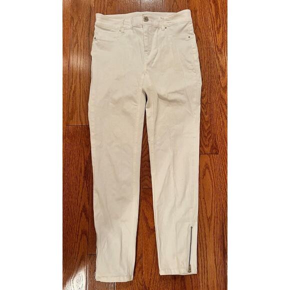 White House Black Market The Jegging Crop 00 White Crisp Denim Pants Zip Ankle - Picture 1 of 9